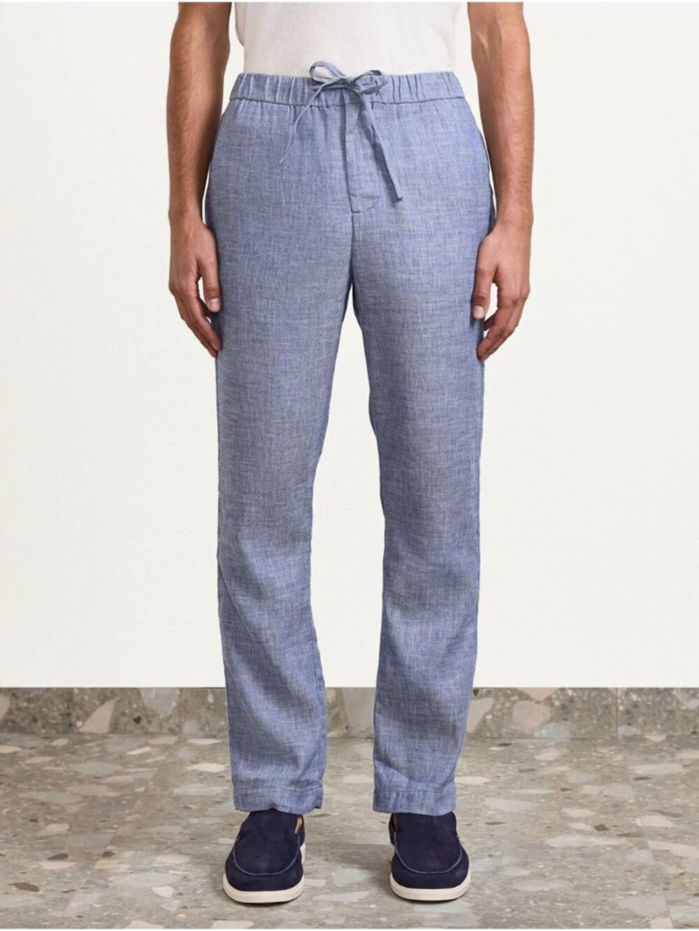 FRESCOBOL CARIOCA oscar linen trousers in melange navy blue size 34